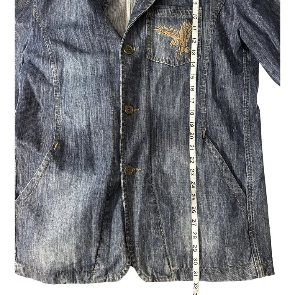 Mens XXL Surco Blue denim long sleeve Jacket Embroidered Eagle